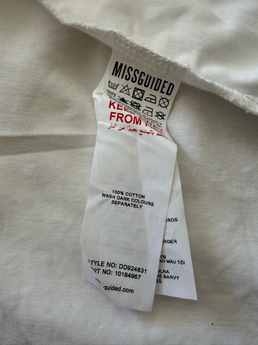NWOT Missguided White Button-Front Long Sleeve Skater Shirt Dress - Picture 13 of 13